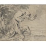 Italian School, 18th Century A monkey in a landscape; Four monkeys in a landscape, a pair (2)