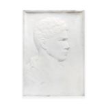 An early 20th century carved marble portrait relief of a young man probably British, circa 1920
