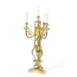 An impressive late 19th / early 20th century French gilt bronze four light candelabrum in the Lou...