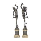 After Giambologna (Italian, 1529-1608): A pair of patinated figures of Mercury and Fortuna (2)