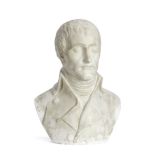 A late 19th / early 20th century carved alabaster bust of Napoleon Bonaparte as First Consul