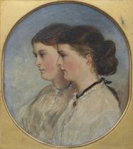 Sir Francis Grant RA (British, 1803-1878) Double portrait of the artist's daughters, Elizabeth an...