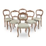 OF COLLECTORS' INTEREST: A set of six early Victorian walnut salon or dining chairs (6)