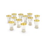 A set of twelve silver goblets Brian Leslie Fuller, London 1984, also stamped with squirrel mark ...