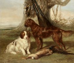 Walter Harrowing (British, active 1877-1904) Dogs with the day's bag