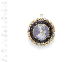 Continental School, late 19th century A portrait miniature of a lady wearing circa 1820s dress an...