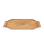 A MID 20TH CENTURY RAF OFFICERS MESS CARVED MAHOGANY COCKTAIL TRAY FROM RAF MANSTON possibly in u...