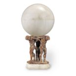 An Italian carved white and beige alabaster figural lamp probably mid 20th century