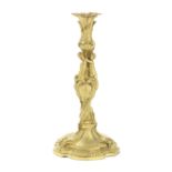 A late 19th century gilt bronze candlestick, adapted as a lamp base, after a design by Juste Aur&...