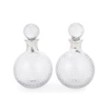 A pair of silver mounted glass 'golf ball' decanters LJM, Birmingham 2019