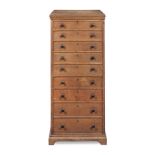 An early Victorian oak secretaire tall chest by Gillows