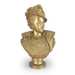 Ernest Rancoulet (French c.1840-1918): A gilt bronze bust of a 16th century French Prince