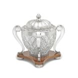 A large Art Deco German silver and cut-glass punch bowl Hermann Behrnd, Dresden circa 1930, incus...