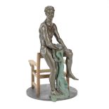 Ronald Cameron (British, 1930-2013): A brown and green patinated bronze figure of a male nude