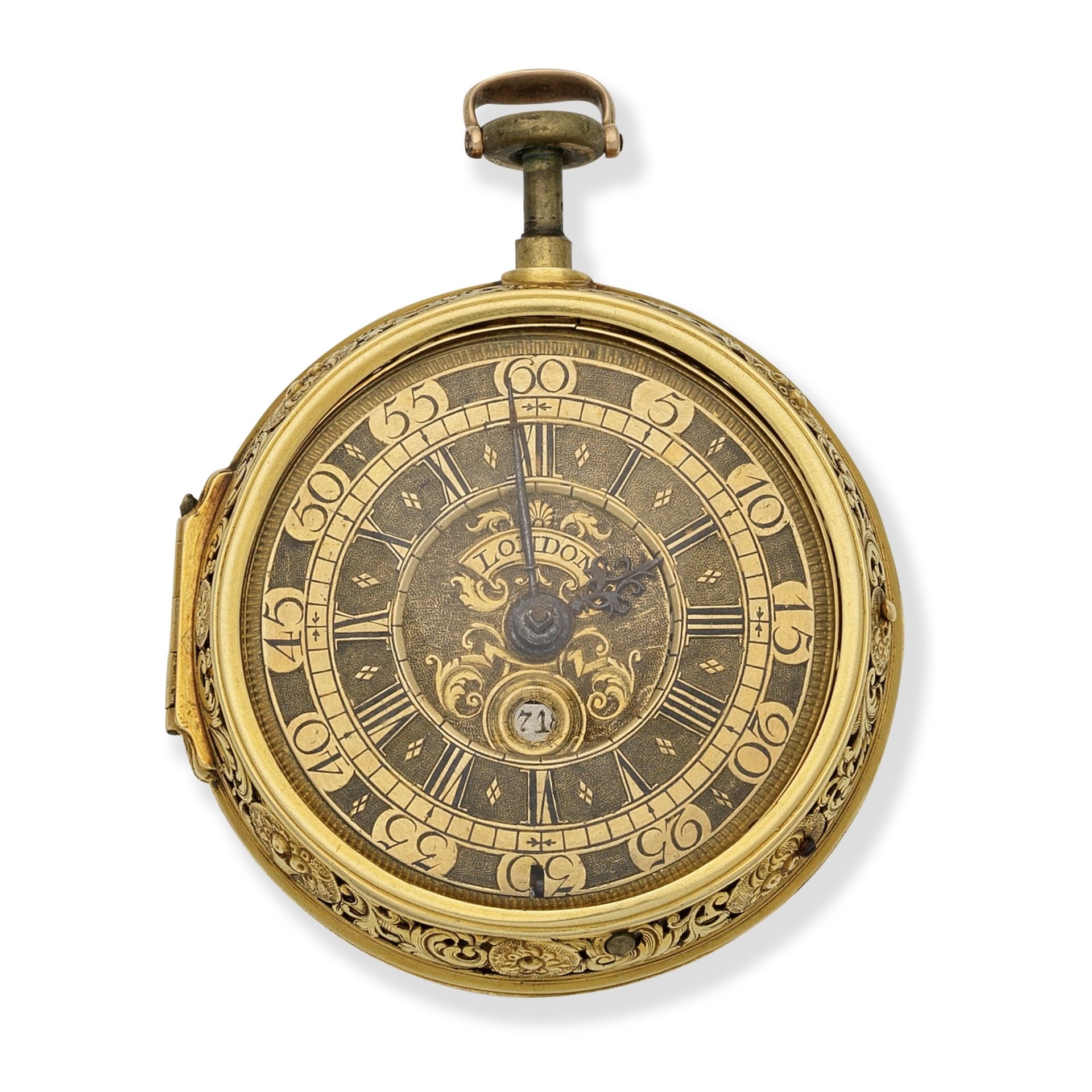 Felix Jacob Richter, London. A fine gold key wind calendar quarter repeating pair case pocket wat...