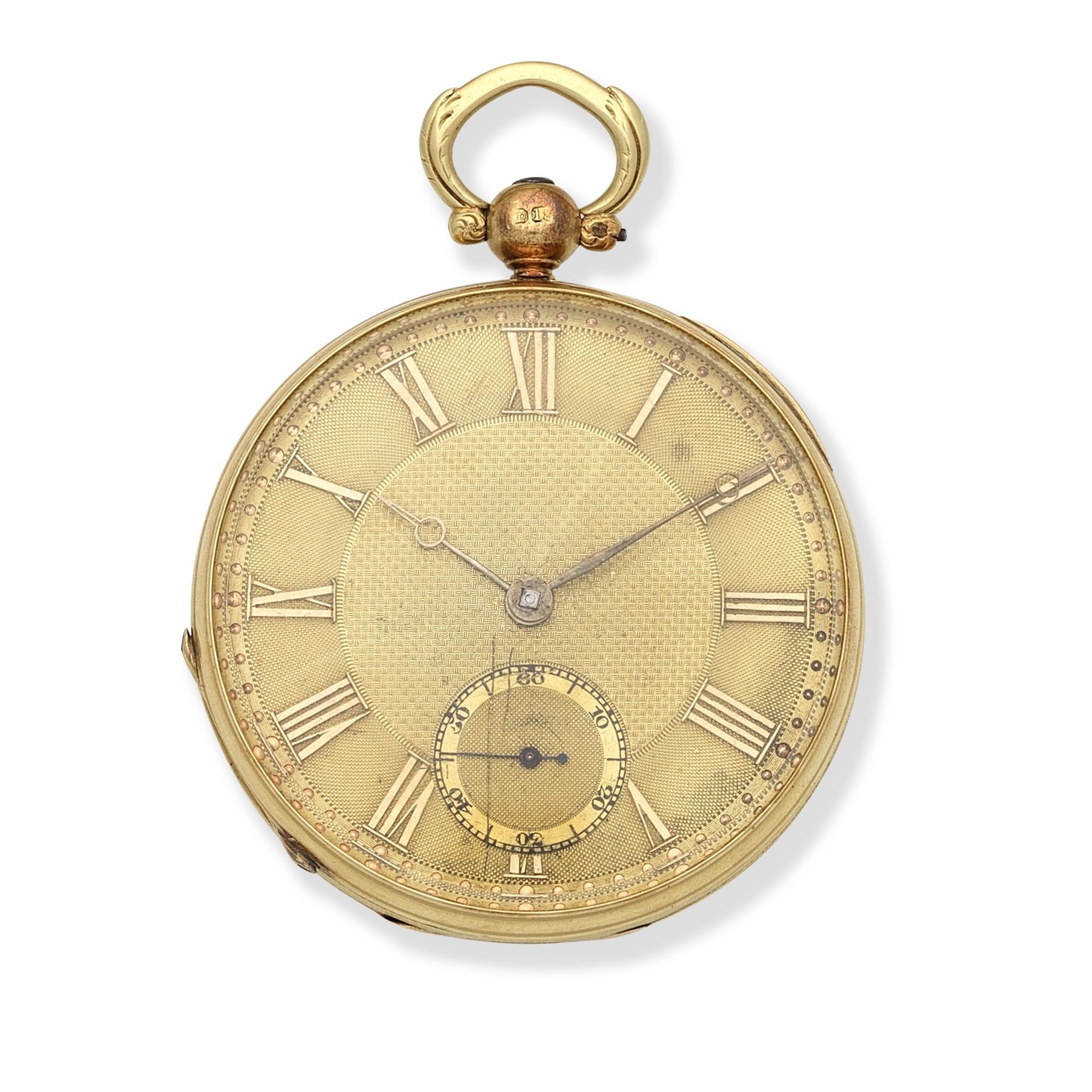An 18K gold key wind open face pocket watch London Hallmark for 1832