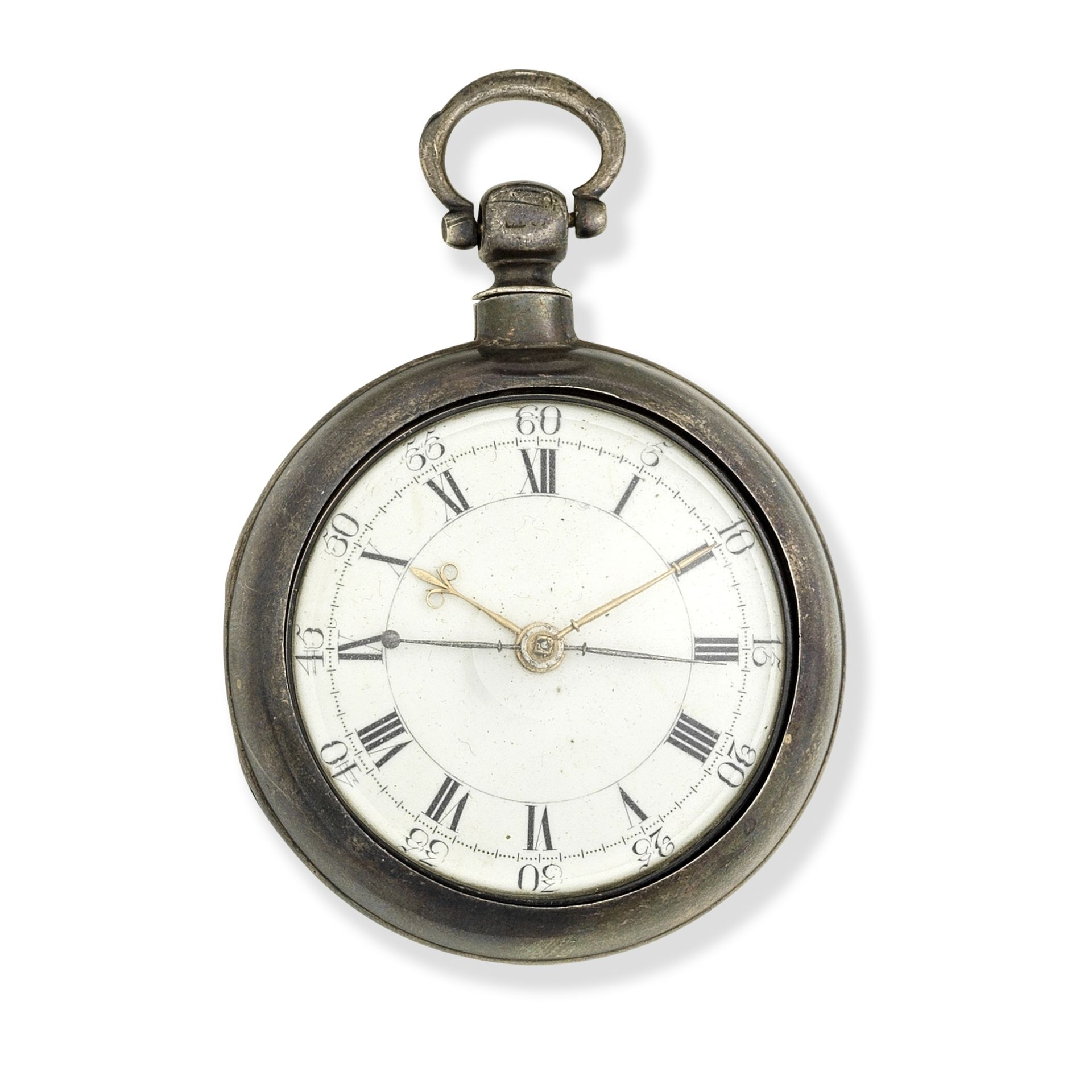 Alexander Mitchelson, London. A silver key wind pair case pocket watch with centre seconds Circa ...