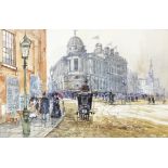 John Sutton (British, born 1940) Street scenes of London in the late 19th century A set of four E...