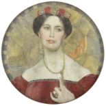 Marianne Stokes (Austrian, 1855-1927) Portrait of Lady Northbourne tondo 44.2 (17 3/8in) diameter.
