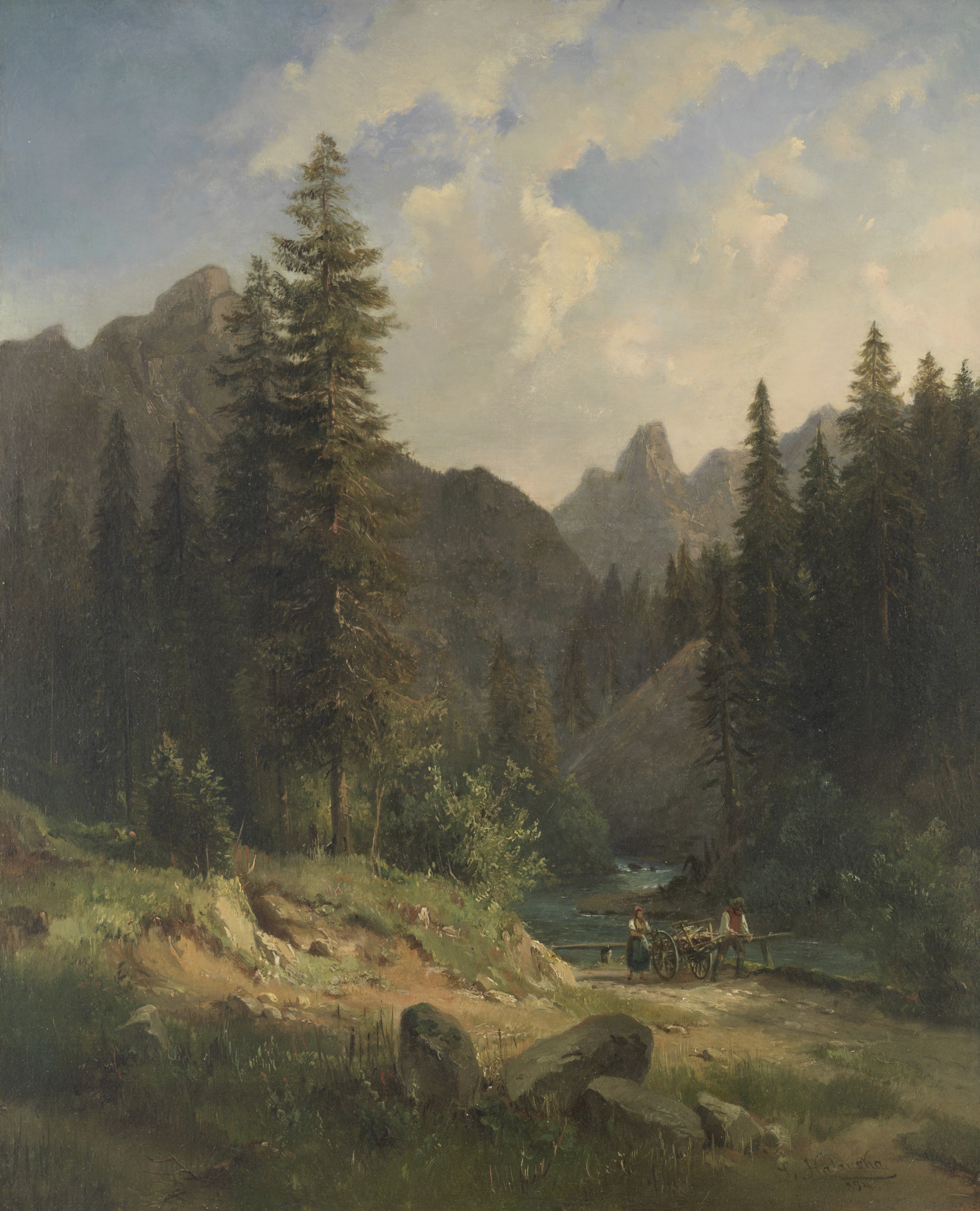 Ludwig Halauska (Austrian, 1827-1882) Alpine landscape