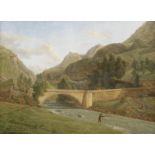 Alexandre Louis Robert Millin Du Perreux (French, 1764-1843) Mountainous river scene with figure ...