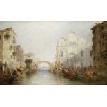 Jane Vivian (British, active 1869-1877) A busy day on a Venetian canal with a view of the Scuola ...