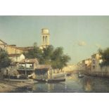 Antoine Bouvard (French, 1870-1956) The gondola workshop of San Trovaso, Venice