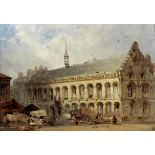 William Callow, RWS (British, 1812-1908) Town hall at Courtrai, Belgium