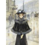 Edgard de Montzaigle (born 1867) Jeune femme devant l'Op&#233;ra Garnier