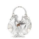 GUCCI: A SILVER LEATHER SMALL INDY BABOUSKA BAG 2014 (includes shoulder strap, booklets and dust ...