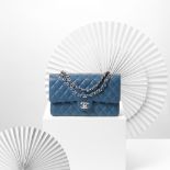 CHANEL: A BLUE JEAN CAVIAR MEDIUM CLASSIC DOUBLE FLAP BAG 2005-06 (includes serial sticker, authe...