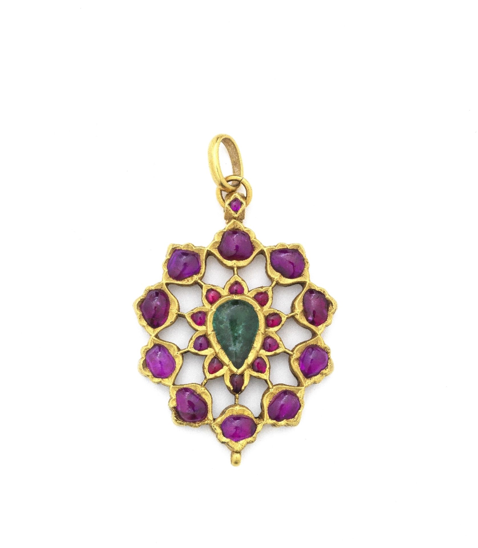 An emerald and diamond-set gold pendant from the collection of Maharani Jindan Kaur (1817-63), wi... - Bild 2 aus 3