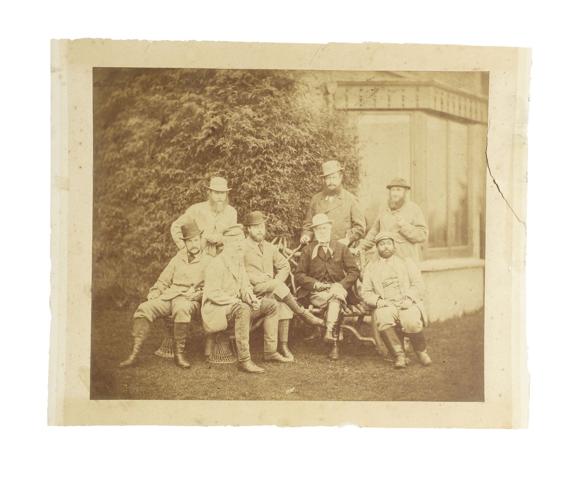 A photograph of Maharajah Duleep Singh with the Prince of Wales, and other gentlemen and beaters,...