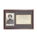 PANKHURST (EMMELINE) Signature ('E. Pankhurst') in ink, on the letterhead of the Women's Social a...