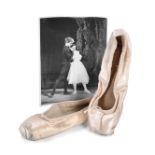 FONTEYN (MARGOT) A pair of pink satin ballet pointe shoes worn by Margot Fonteyn, c.1962