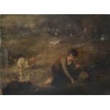 British School, 19th Century A girl picking mushrooms (unframed)