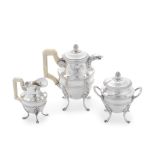 A late 19th / early 20th century French silver three-piece bachelors' coffee service Alfred Hecto...