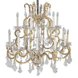 A 20th century cut glass eighteen light cage chandelier in the Louis XV style, probably Austrian ...