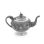 An Indian silver teapot late 19th / early 20th century, unmarked