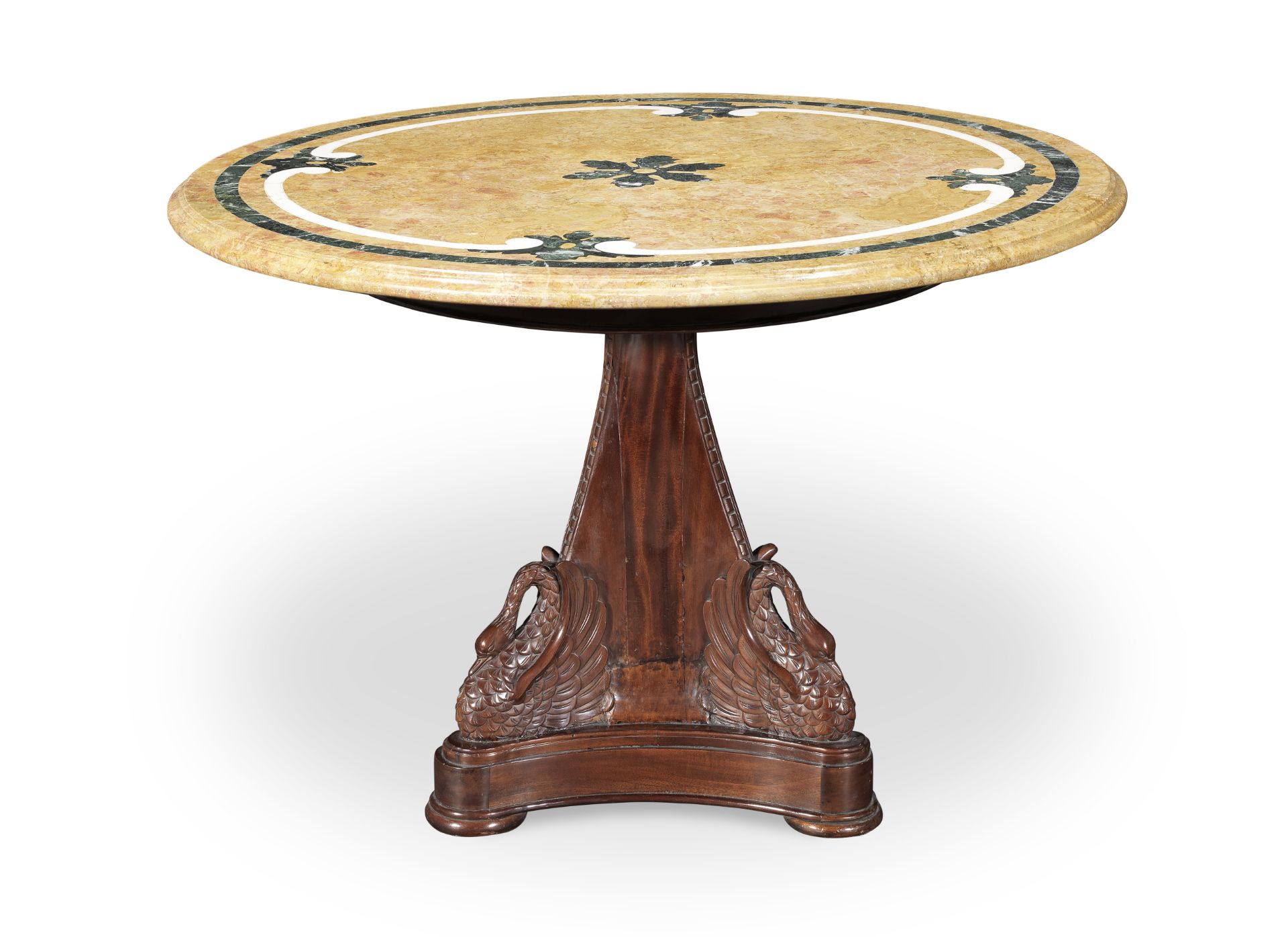 A 19th century pietra dura and mahogany gueridon or centre table the marble top Italian late 19th...