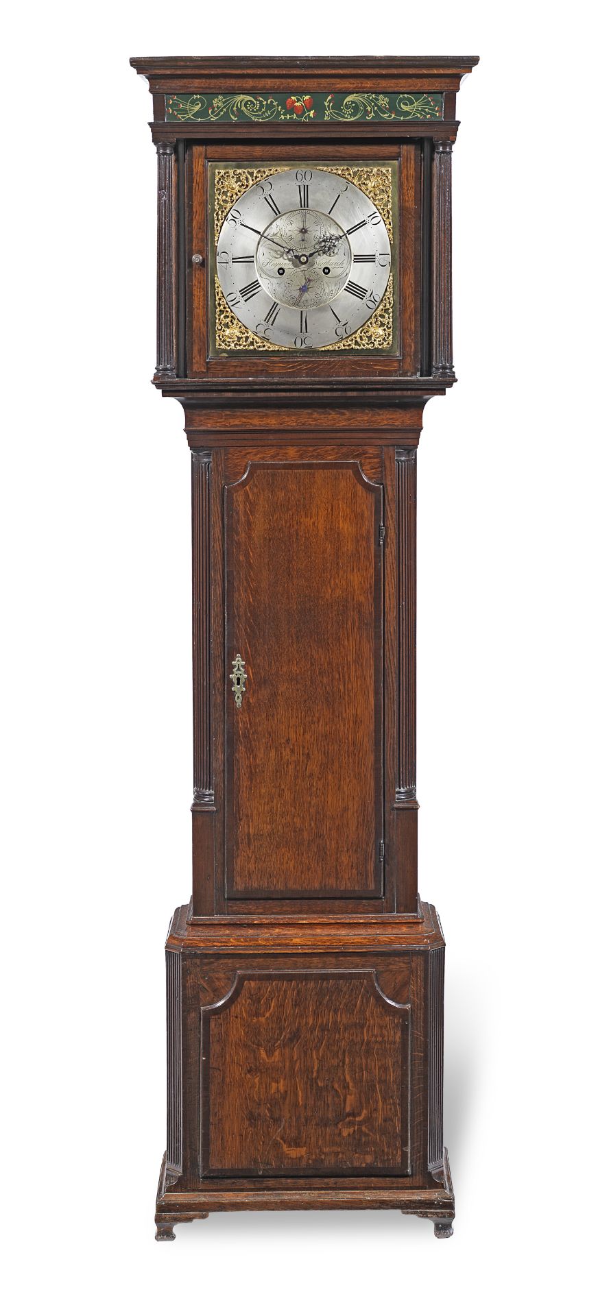 A George III oak longcase clock the dial signed Heywood, Northwich