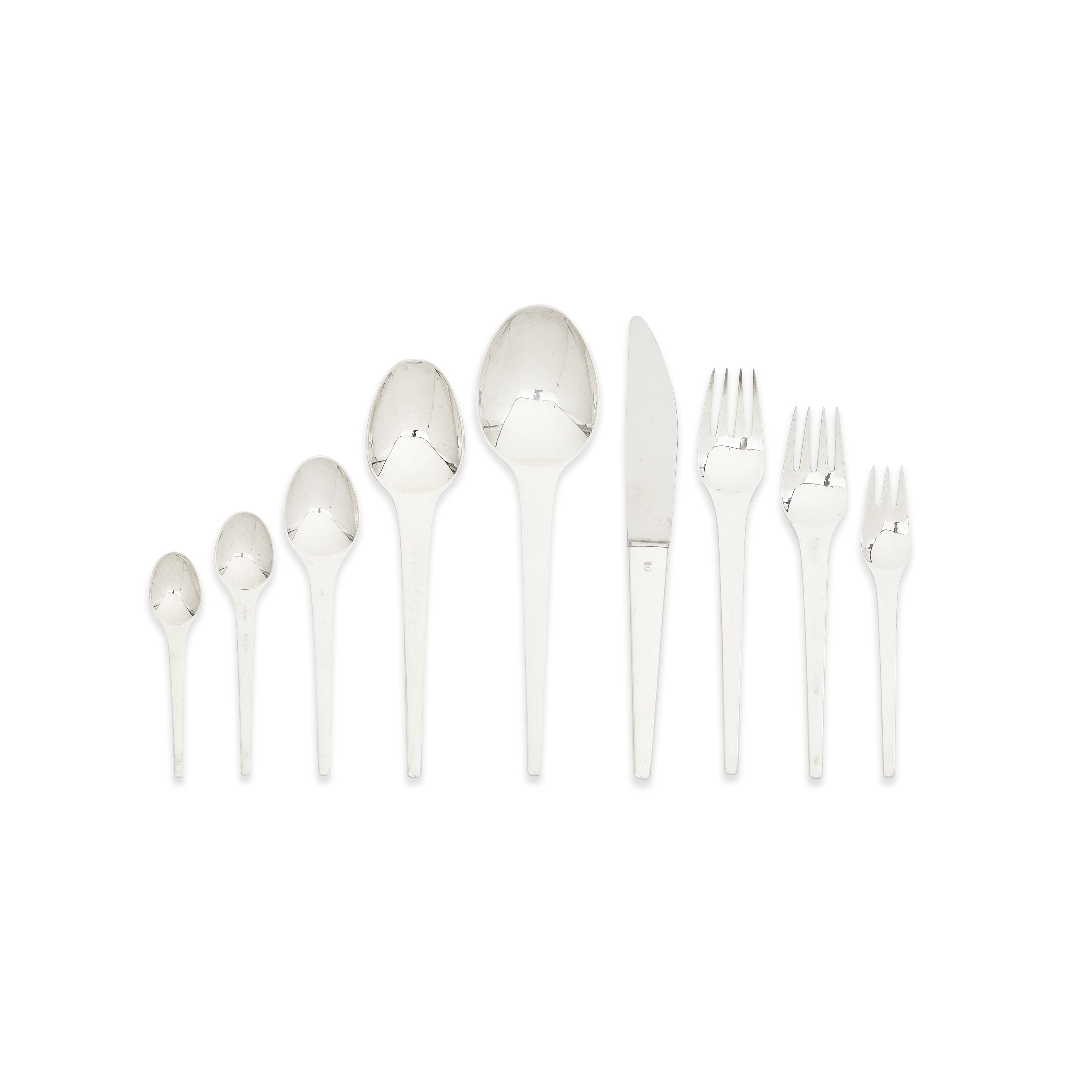 GEORG JENSEN: a Danish silver 99-piece Caravel pattern table service of flatware designed by Henn...