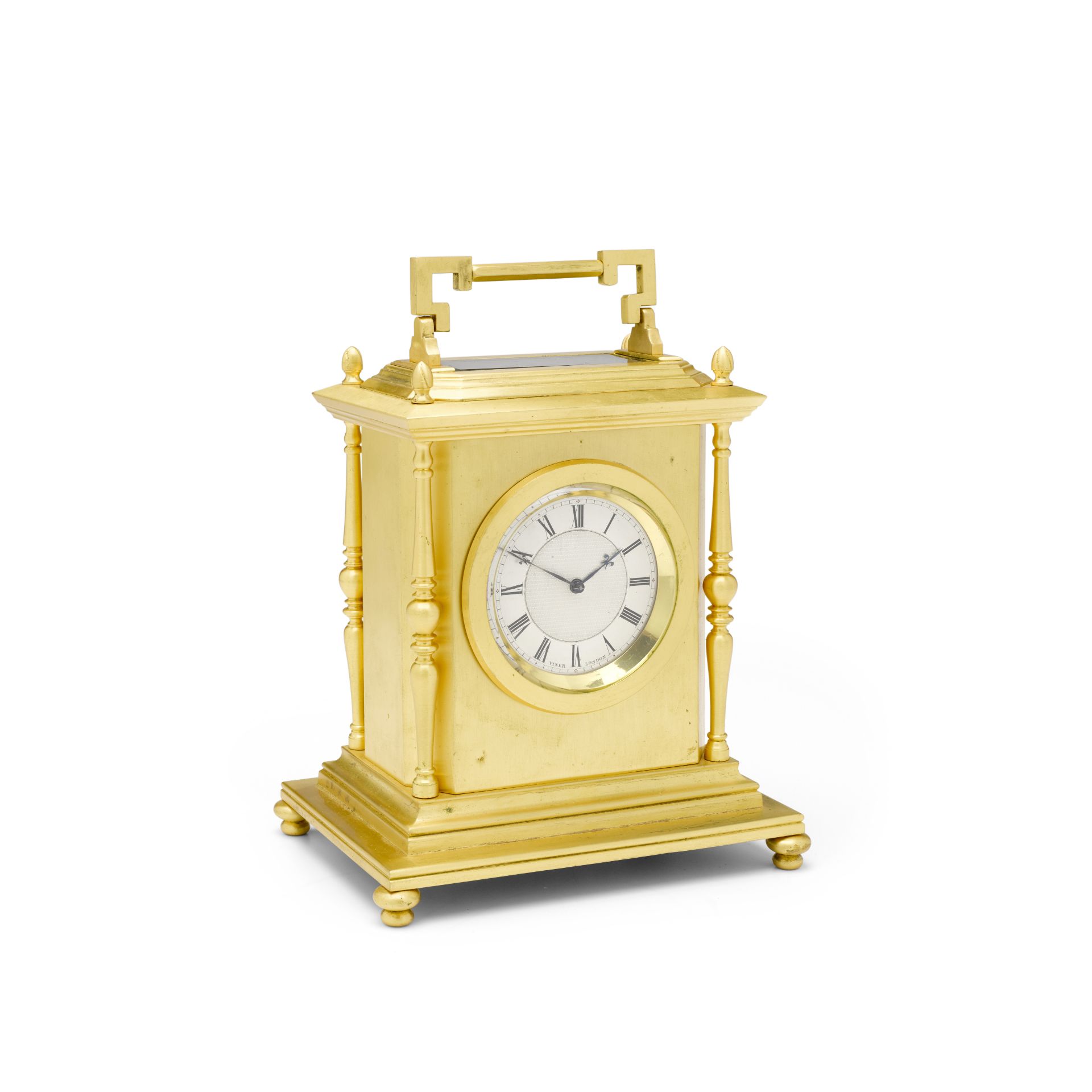 A mid 19th century gilt brass carriage timepiece signed Viner, London
