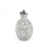 A continental silver scent bottle with two marks struck through