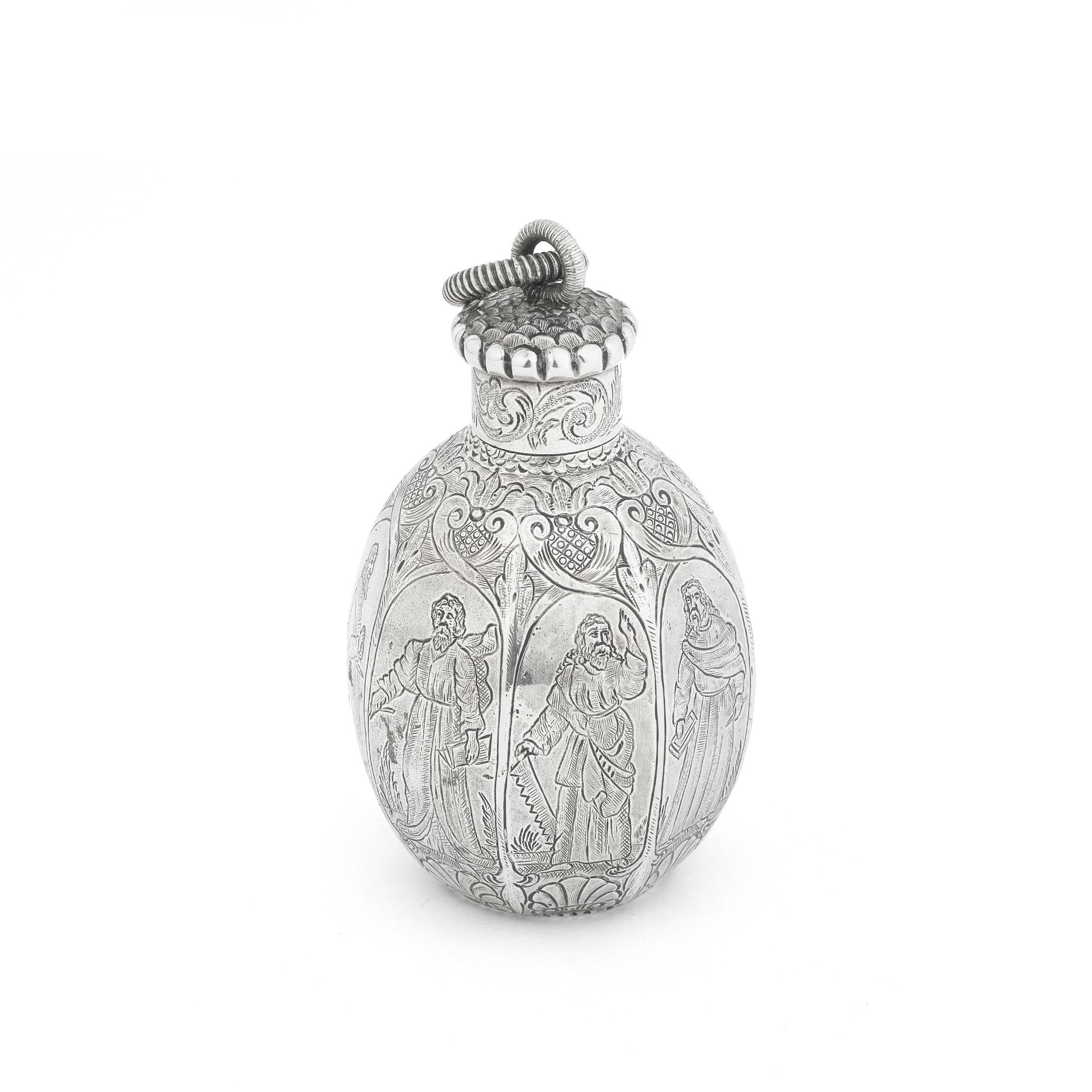 A continental silver scent bottle with two marks struck through