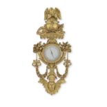 A large and impressive early 19th century French carved giltwood barometer
