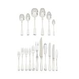 A German modern silver Fiddle pattern flatware service Robbe & Berking, crown and crescent mark s...