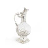 A 19th century French silver-mounted glass claret jug Edmond Tetard, first standard Minerva head ...