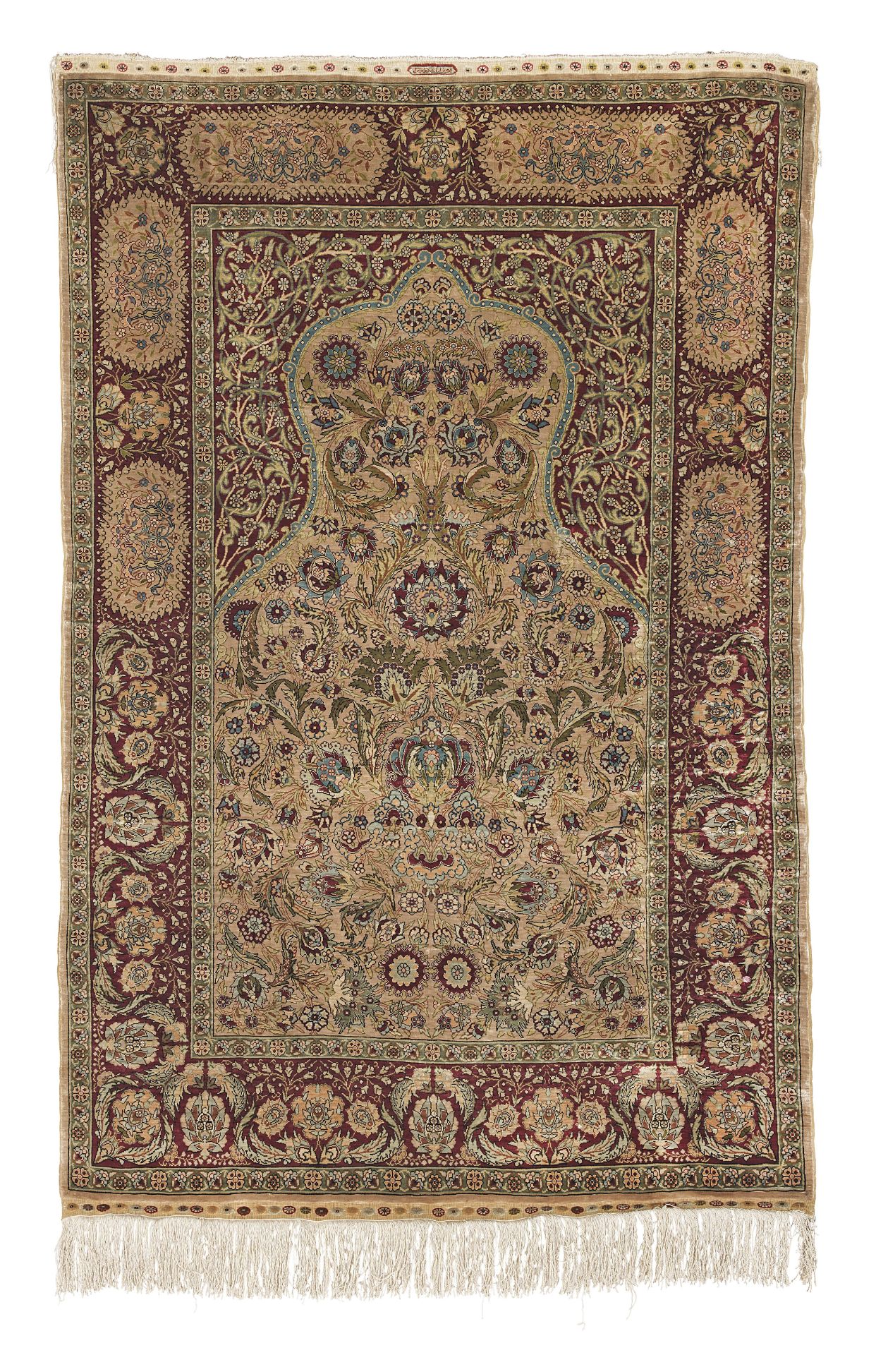 A silk Hereke rug West Anatolia 132cm x 90.5cm