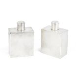 A large pair of French silver Eau de Cologne flasks Gustave Keller, Paris circa 1920, first stand...